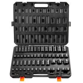 VEVOR Impact Sockets Set 59pcs 6-Point 3/8" & 1/2" Drive Bit Ratchet Tool Kit