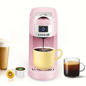 CHULUX Upgrade Single Serve Coffee Maker for K CUP, Pink Mini Single Cup Coffee Brewer, 3 in 1 Coffee Machine for K Cups Pod Capsule Ground Coffee Tea