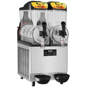 VEVOR Commercial Slushy Machine, 24L/6.4Gal Two Bowls, 100 Cup Margarita Smoothie Frozen Drink Maker, 640W Stainless Steel Margarita Machine