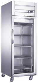 Dukers Commercial Single Glass Door Upright Top Mounted Reach-in Refrigerator in Stainless Steel