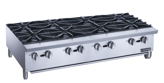 Dukers Commercial Gas Hotplate Cooktop in Stainless Steel with 8 Lift-Off Burner Hot Plate