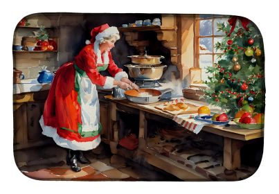 Cookies with Santa Claus Mrs. Claus Dish Drying Mat Absorbent Dish Drying Mat Pad for Kitchen Counter Dish Drainer Mat for Countertop, 14 x 21"