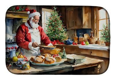 Cookies with Santa Claus Weihnachtsmann Dish Drying Mat Absorbent Dish Drying Mat Pad for Kitchen Counter Dish Drainer Mat for Countertop, 14 x 21"