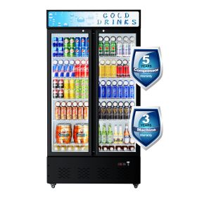 Commercial Beverage Refrigerators Glass Door Refrigerator Commercial with LED Light, 30 Cu.ft and 10 Shelves