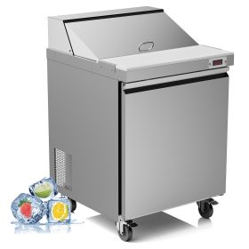 Refrigerated 29" Wide Sandwich Salad Prep Station 1 Door with 8 Plate Capacity