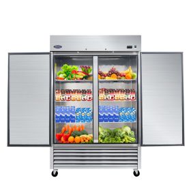 ORIKOOL 54" Commercial Refrigerator 49 Cu.ft with 2 Solid Door Reach-In Refrigerators Stainless Steel ETL Approved Upright Fridge Storage