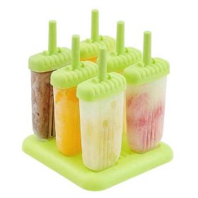 6Pcs Popsicle Molds Reusable Ice Cream DIY Ice Pop Maker Ice Bar Maker Plastic Popsicle Mold For Homemade Iced Snacks (Color: green)