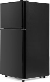 Fridge with Freezer Mini Retro Red 3.5 Cu.ft Compact Refrigerator Small Apartment with Adjustable Mechanical Thermostat (Color: Black)