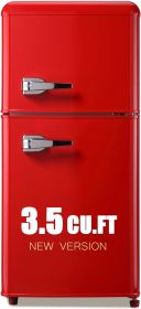 Fridge with Freezer Mini Retro Red 3.5 Cu.ft Compact Refrigerator Small Apartment with Adjustable Mechanical Thermostat (Color: Red)