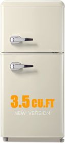 Fridge with Freezer Mini Retro Red 3.5 Cu.ft Compact Refrigerator Small Apartment with Adjustable Mechanical Thermostat (Color: Cream White)