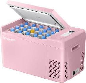 BougeRV 12 Volt Refrigerator 12V Car Fridge 23 Quart Portable Freezer Compressor Cooler 12/24V DC 110~240 Volt AC (Color: Pink)