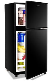 KRIB BLING 3.5Cu.Ft Compact Refrigerator Mini Fridge with Freezer, Small Refrigerator with 2 Door, 7 Level Thermostat Removable Shelves for Kitchen (Color: Black)