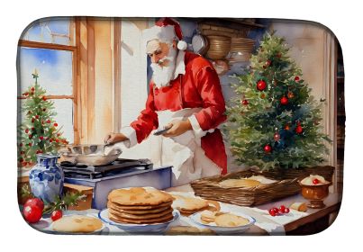 Cookies with Santa Claus Babbo Natale Dish Drying Mat Absorbent Dish Drying Mat Pad for Kitchen Counter Dish Drainer Mat for Countertop, 14 x 21" (Default: Default)