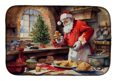 Cookies with Santa Claus Dish Drying Mat Absorbent Dish Drying Mat Pad for Kitchen Counter Dish Drainer Mat for Countertop, 14 x 21", Multicolor (Default: Default)