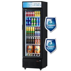 Glass Door Refrigerator Commercial Beverage Refrigerators with LED Light, 15 Cu.ft and 5 Shelves, Display Refrigerator for Cafe Restaurant Store Bar (SC310: SC310)